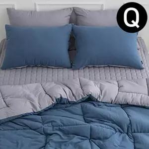 [콩심팥심]딥슬립 워싱 차렵이불 패드세트 퀸 Q (이불 네이비.패드 그레이)