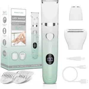 여성용 루이보 비키니 트리머 실크 피부용 3-in-1 무통 전기 면도기 얼굴 코 눈썹 팔 겨드랑이 다리 치골