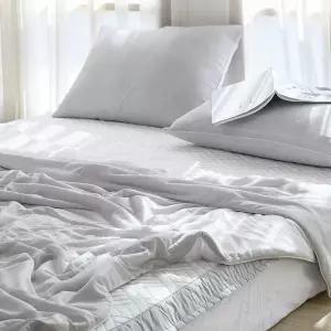 [콩심팥심]이불패드세트 쿨쿨 냉감이불 이불 패드 베개 퀸 Q (그레이) (베개솜