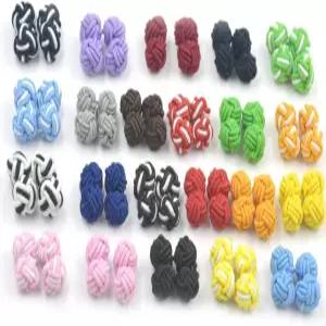 후지위안 10쌍 실크 매듭 커프링크 쿨 컬러 랜덤 전송