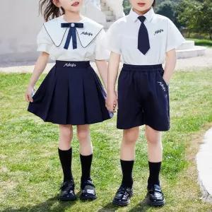 네이비 허리밴딩 반팔 교복세트 교복 유치원복 합창.