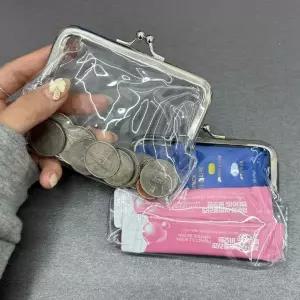 레트로 투명 동전지갑 코인 파우치 소프트 케이스 빈티지 소품