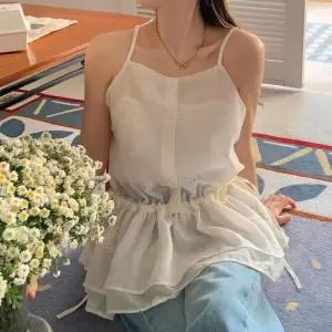 [신상오픈런]여성 레이어드 프릴 리본 꽃 자수 사랑스러운 끈 미니 드레스 (36229913)