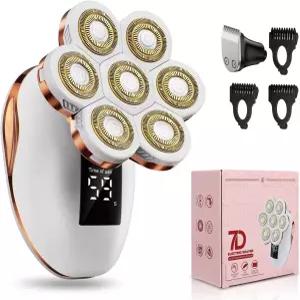 여성용 2-in-1 전동 면도기 다리용 습식/건식 7D 충전식 로터리 방수 그루밍 키트 - 얼굴 제모 비키니