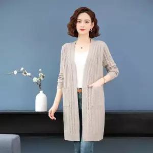 여자 니트 롱 하프 스타일 가디건 춘추복 카디건 아우터 스웨터 SPO마켓3