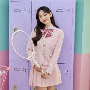 교복몰 베이비 핑크 화이트라인 여자 자켓 교복 학생.