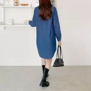 다솜결 여성 빅사이즈 투포켓 데님 롱 셔츠 홈웨어