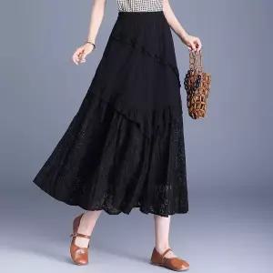 치마 망사 여친 롱 빈티지 봄 데일리 레이어드 레이스 쉬폰 트윌 케이크 A라인 스포M1