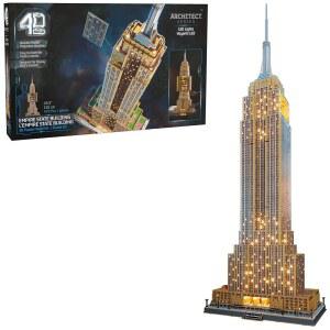 4D 빌드, 건축가 시리즈 엠파이어 스테이트 빌딩 3D 모델 키트(LED 조명, 책상 장식, 퍼즐, 건축 장난감, 성인 및 청소년용 479개, 12세 이상용)