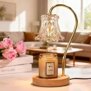 타이머 2 전구가 달린 캔들 워머 램프 침실 홈 데코용 조명 디밍블 전기 꽃 모양 향 왁스용 왁스 멜트 생일