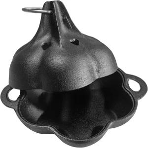 BCYUOPT 프리시즌 주철 스모커 마늘 로스터 우드칩용 뚜껑 및 박스가 있는 헤비 듀티 야외 쿠커