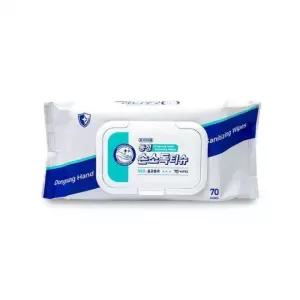 [파워쇼핑몰샵] 70매 캡형 동성 물티슈 손세정 대용량 휴대용 무향 청결티슈
