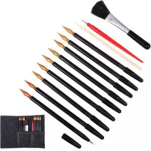 14개 스크래치 아트 도구 드로잉 세트(도구 가방 색칠 펜 플라스틱 나무 스타일러스 깨끗한 붓 포함)