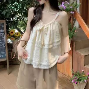 [셀러에이드]레이스 캉캉 프릴 나시탑 스트링 넥셔링 여리여리 크롭 이너