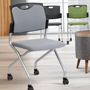 휴게실 의자 대기실 학생용 바퀴형 강의실 의자 사무용 공부방 접이식 프레임 조립형 우레탄 이동형 적층