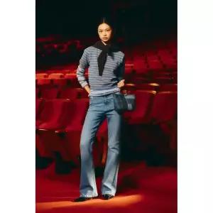 국내배송 자라 ZARA 여성 100% 울 쇼트 슬리브 스트라이프 스웨터 그레이 블루 3920781055 1805683