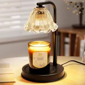 타이머가 장착된 플라워 캔들 워머 램프 - 조절 가능한 높이 왁스 멜트 워머로 향이 나는 병 조명 엄마를