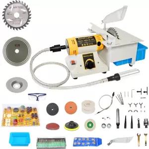 암석 절단용 라피다리 톱 보석 및 연마용 750W 미니 장비 제이드 아가이트 목재 밀랍용 연마 키트가 포함된