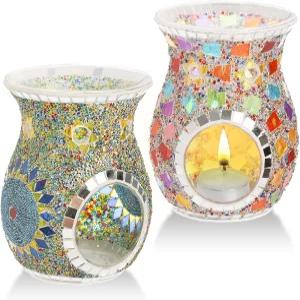 라이엘프 2팩 에센셜 오일 버너 향기 워머 장식용 청록색 캔들 홀더 향 아로마테라피 디퓨저 선물용 홈