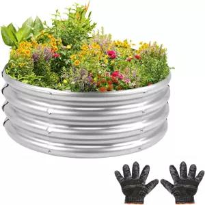 가든 아연 도금 레이즈드 침대 키트 - 채소/허브/꽃용 금속 화분 상자 가장자리가 강화된 튼튼한 강철 야외