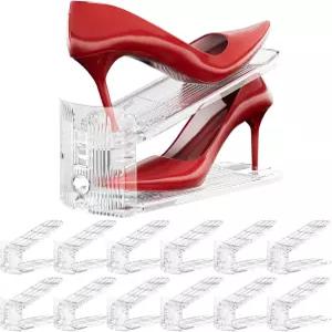 옷장용 네프록 신발 슬롯 정리함 한 켤레용 아크릴 스태커 12팩 3단계 조절 가능 신발장 보관 공간 50