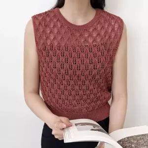 베이직 여성 니트조끼 그물 여름 여자 민소매 조끼 나시니트조끼