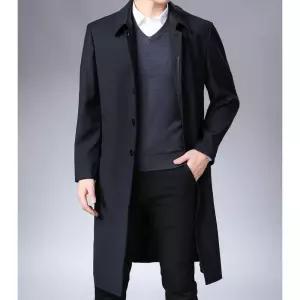 남성 롱 무릎팍 스타일 코트 빅사이즈 모던 트렌치 브리티시 오버핏 M스포1