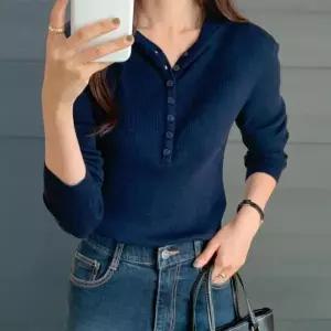 [신상오픈런]여자 잔골지 잔버튼 후드티 롱슬리브 가을 울 니트 (41439025)