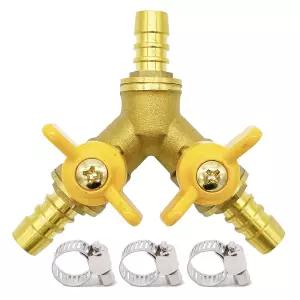 금속 및 황동 3방향 차단 밸브 3/8인치 호스 바브 2 스위치 Y자형 볼 물/연료/공기