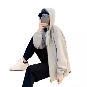 나프커 그레이 얇은 오버핏 무지 후드집업 빅사이즈 루즈핏