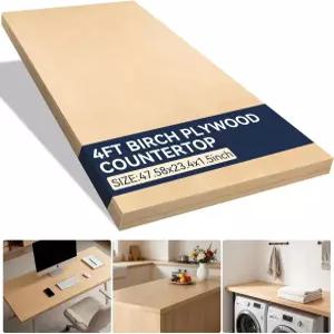 레이크서스 4피트 자작나무 합판 조리대 47.58인치 L x 23.4인치 W 1.5인치 DIY 가구 프로젝트용 테이블
