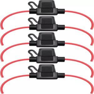 밴트로닉 방수 미니 인라인 퓨즈 홀더 길이 12인치 18게이지 AWG 와이어 차량/보트/RV/트랙터의 소형