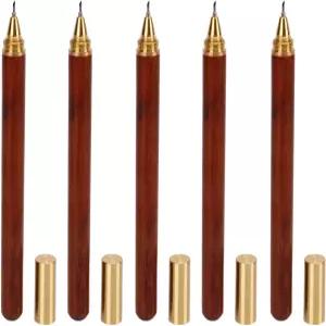 Yuecom 5Pcs 마킹 나이프 우드 브라운 스크라이빙 에칭 스크라이버 각인 펜 도구 세트 키트 목공 이중 베벨