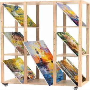 GARVIN 초대형 미술 보관 랙 - 조절 가능한 나무 캐비닛 스타일의 다층 캔버스 및 디스플레이 교실