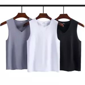 부드럽고 괘적한 남성용 v넥 심리스 무봉제 나시 아이 스킨 쿨낫시 소형사이즈