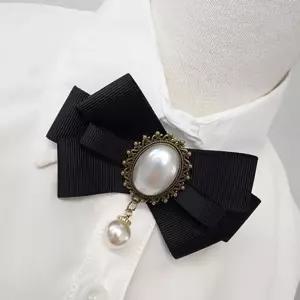 진주 큐빅 여성 리본 뱃지 넥타이 브로치 옷핀 브로지 포인트 정장 행사 이벤트 시상식 면접
