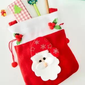 크리스마스 복주머니 산타 (단품) 트리 꾸미기 소파우치 복조리치 부직포치 스트링치 여행용치 신발치 선물