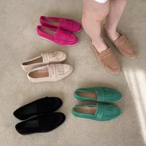 [다잇템] 여자 골져스 클래식 테슬 레더 캐쥬얼 평평한 로퍼