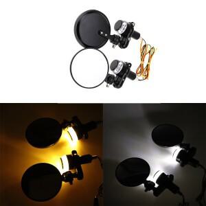 호환 스즈키용 알루미늄 바이크 오토바이 백미러 LED 방향 지시등 포함 투명 유리 바 엔드 핸들 22mm