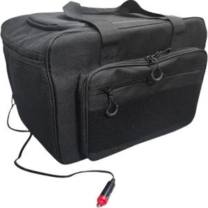 AooDen 전기 자동차 쿨러백 12V 플러그 25리터 조절 가능한 어깨 스트랩 코드 보관 로드 트립 블랙