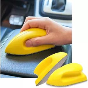 지시너 2PCS 나노미터 스크래치 프리 자동차 실내 청소 브러시 쉬운 손잡이가 있는 가죽 카시트 차량