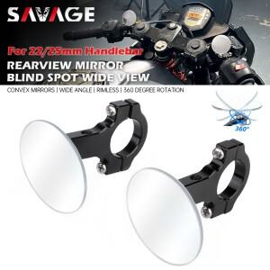 범용 백미러 와이드 비전 볼록 바이크 오토바이 핸들 바 마운트 후면 사이드 블라인드 스팟 무테 360도 회