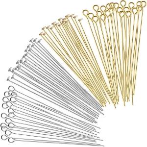 주얼리 제작용 Ymapinc 400Pcs 헤드 핀 2인치 플랫 및 메탈 DIY 공예 귀걸이 목걸이 펜던트 용품 골드 실버