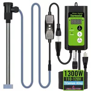 LINGLONGTEMP 1300W 티타늄 풀잠수식 휴대용 풀 및 온수 욕조 전기 침지 온수기 세례 스파 지상 공기