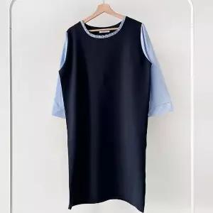 빅사이즈배색원피스 U083L503 샐리프릴배색소매원피스 BS (32455124A)