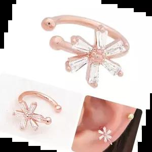 베이직이어커프 큐빅 꽃 로즈골드 베이직 링 귀찌 이어커프 14KGP