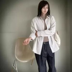 [신상오픈런]여성용 루즈핏 스트라이프 코튼 셔츠 데일리 남방 (42006477)