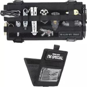 분리 가능한 카드 파우치가 있는 WYNEX 몰 자동차 바이저 정리함 안경 및 전술 장비를 위한 탄성 웨빙