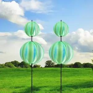 [하프클럽/셀러허브]바람게비 해피가든 2단 공모양 바람개비 2p세트(그린)