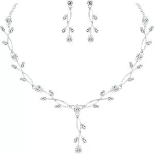 우아한 신부 주얼리 세트 클리어 큐빅 지르코니아 웨딩 목걸이 귀걸이 들러리 CZ 프롬